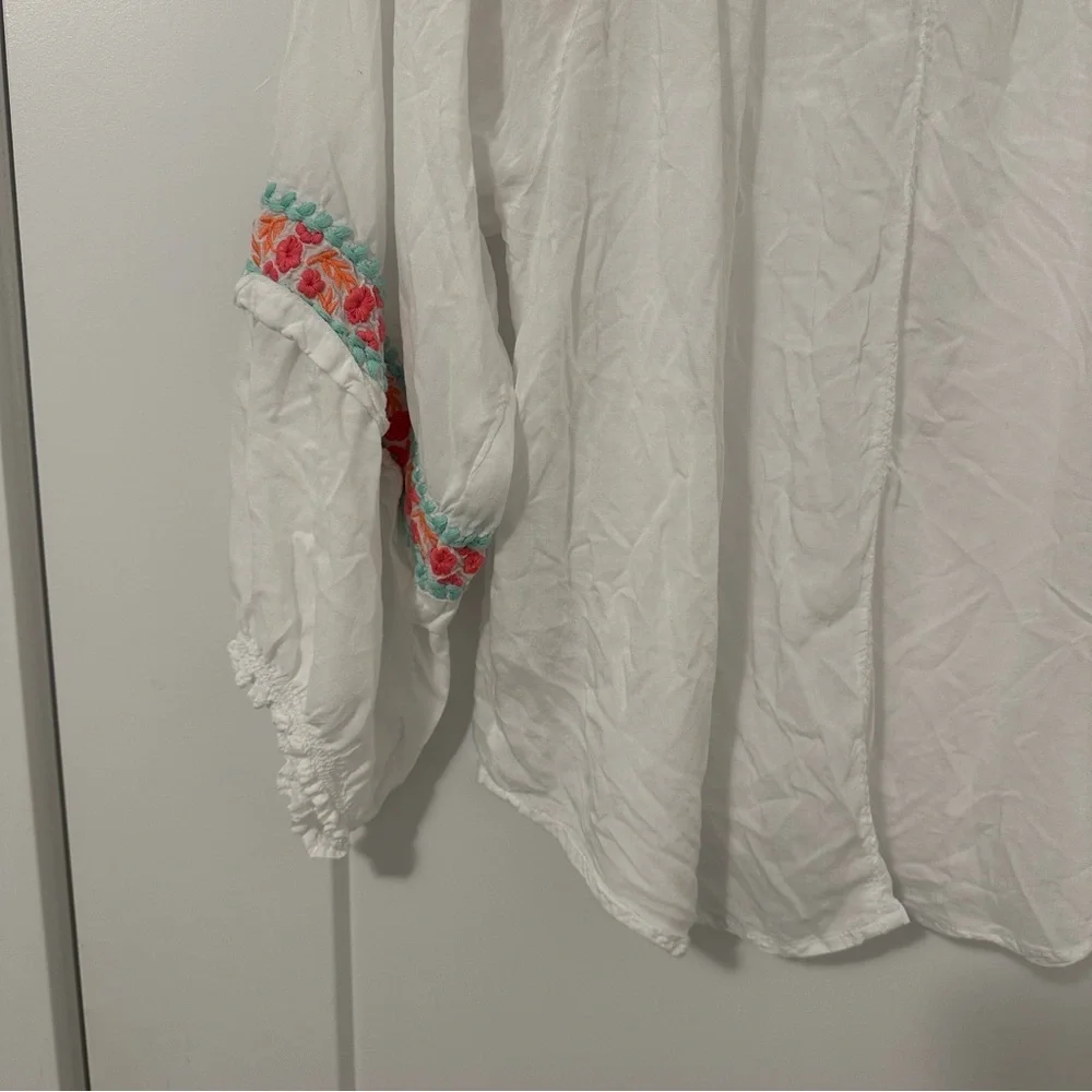 Hatley Embroidered White Long Sleeve Modal Tunic Size Small - Picture 11 of 15
